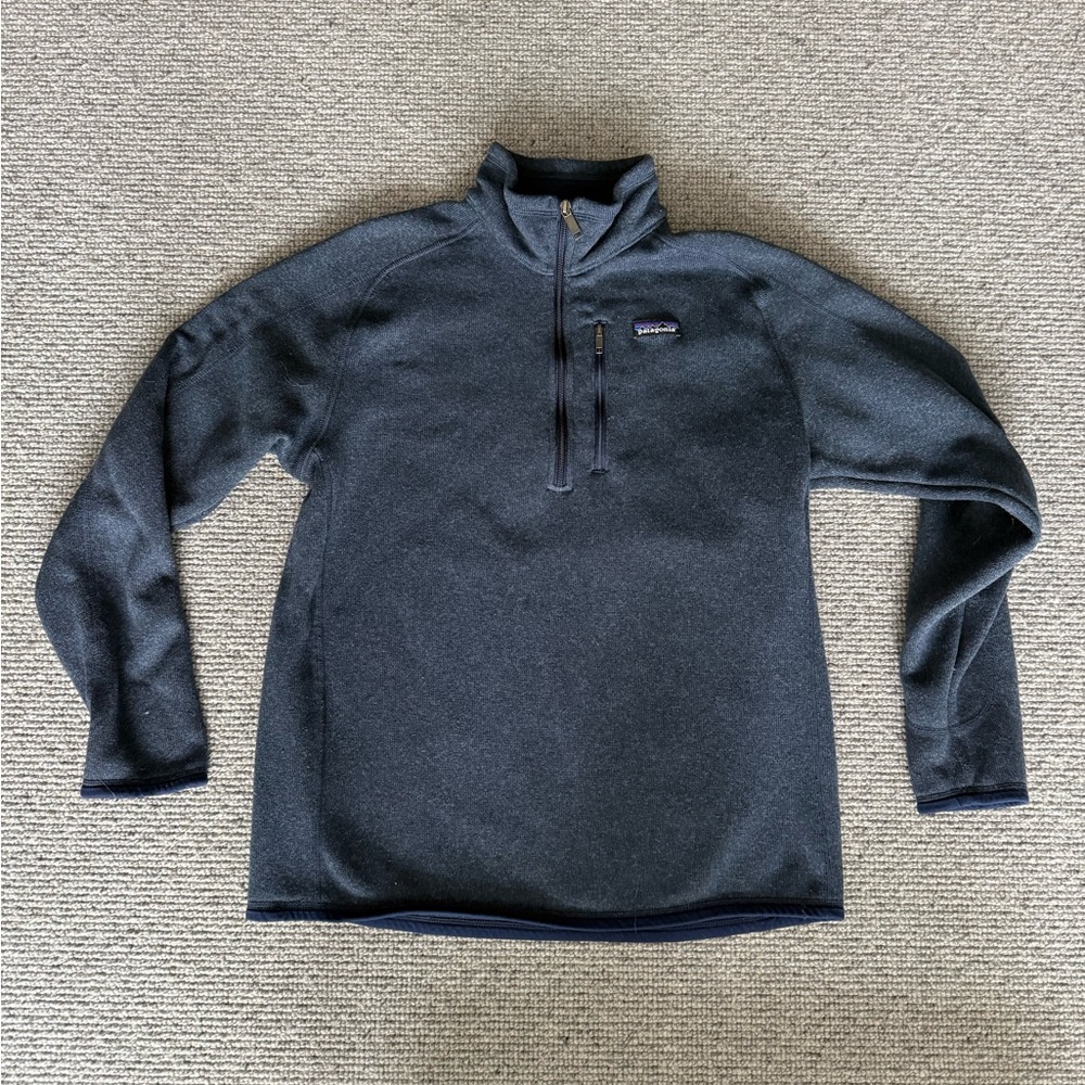 Patagonia Better Sweater 1/4 Zip Fleece Pullover Large Navy Blue Sweatshirt